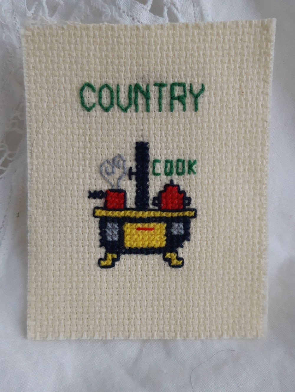 Embroidered 'Country Cook' Stove Cross-Stitch